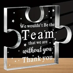 1pc Team Puzzle Shape Acrylic Ornament Team Gift Office Decoration Home Decoration Dining Table Decoration Bookshelf Decor
