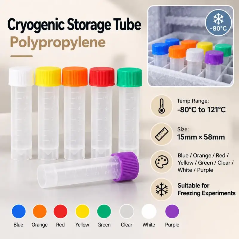 25/50Pcs 5ml Screw Cap  Test Tubes Vials Sample Container Powder Craft Bottles for Office School Chemistry Supplies