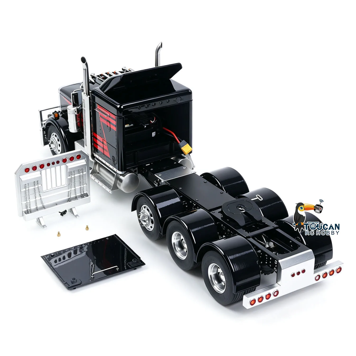 8X6 RC Tractor Truck Metal Chassis 1/14 56344 Grand Hauler 3-Speed Transmission Liftable Axle Diff Lock Light Sound Smoke TOUCAN