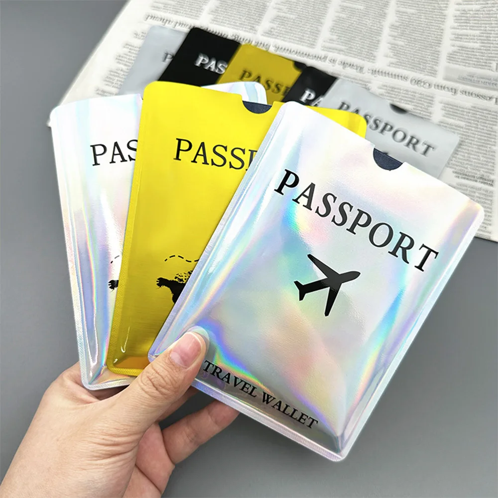 Casing Pelindung Paspor Aluminium Foil, Sikat Anti Magnetik dan Anti Maling, Tempat Paspor Versi Pesawat Laser A-DH