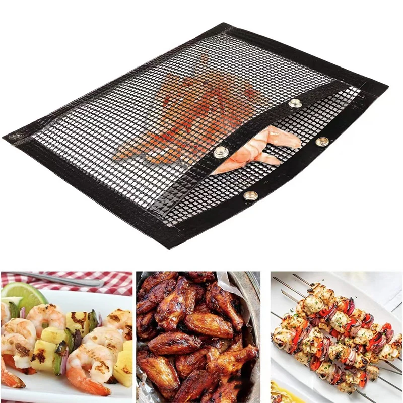 New BBQ Bag Non-stick Mesh Heat Resistant Reusable Bbq Vegetable Meat Cooking Mat Outdoor Bbq Accessories Tool