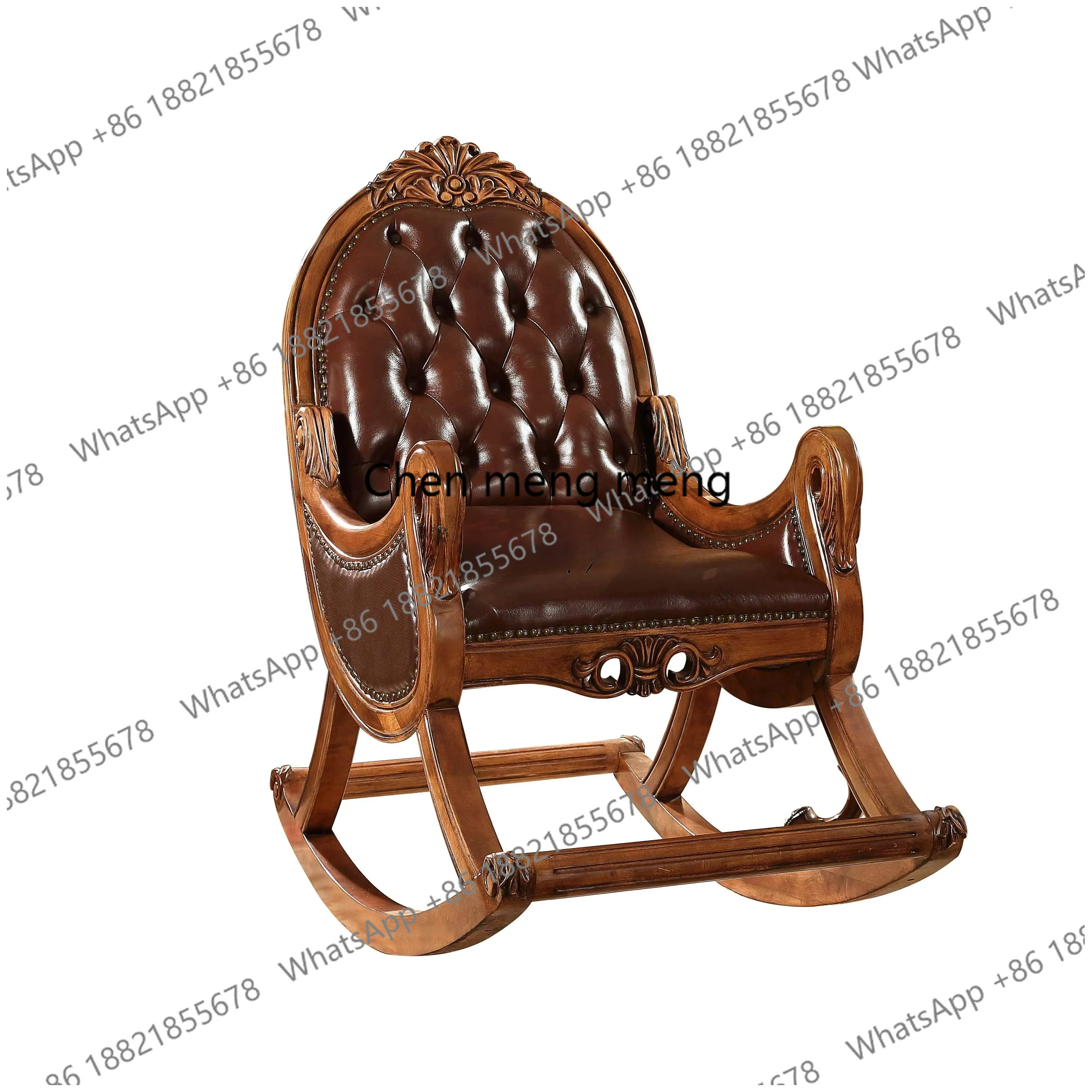 

American solid wood leather sofa recliner balcony free chair living room leisure