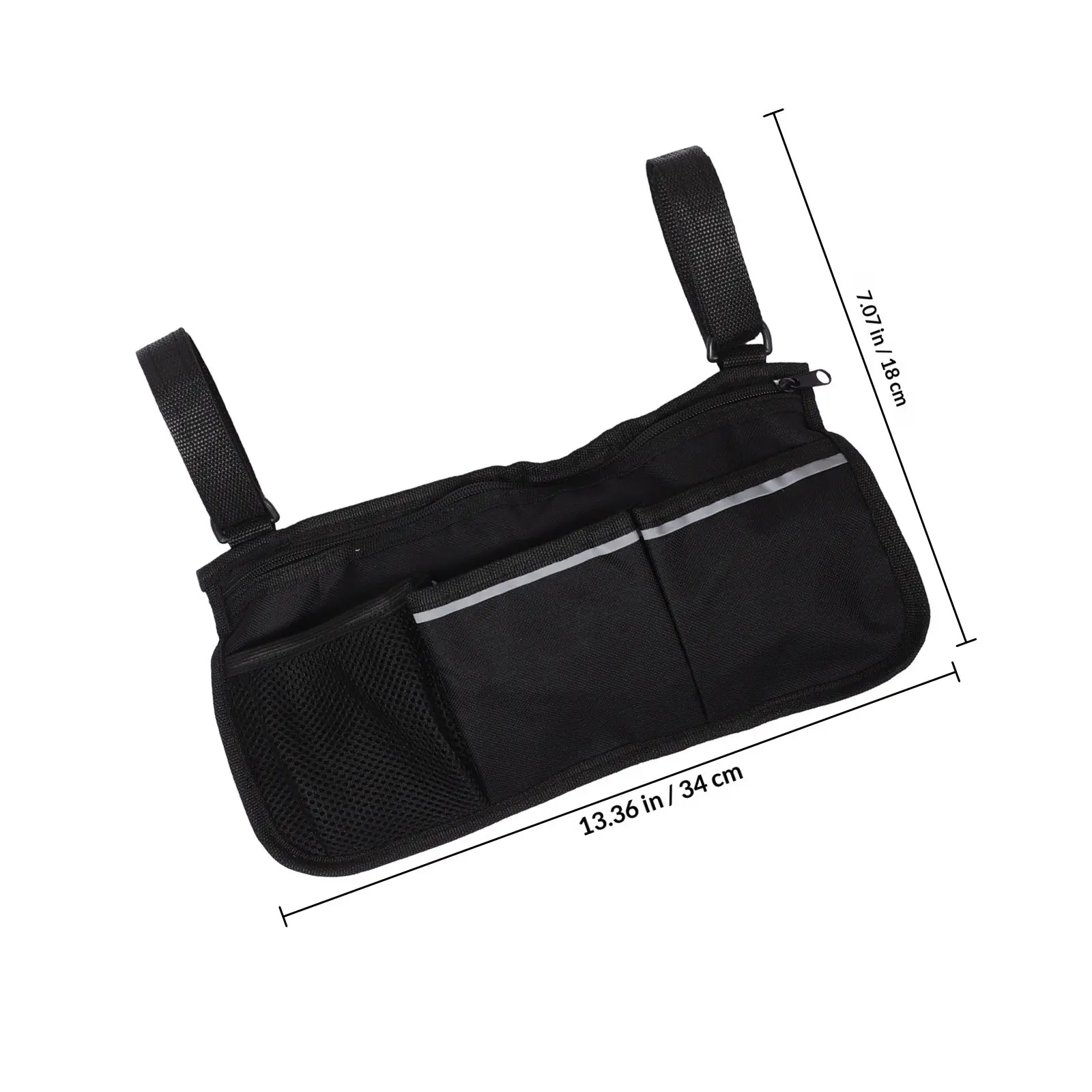 Wheelchair Armrest Storage Bag Adjustable Side Pouch Organizer for Walker Mobility Chair Portable Durable
