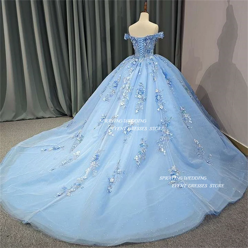 SPRAYING – robe De 15 Quinceañera, ligne a, magnifique, épaules dénudées, avec des Appliques en dentelle, robe De bal d'anniversaire, 2024