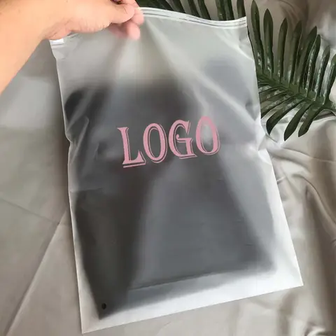500pcs/lot Custom Logo Resealable Frosted Transparent Clear Ziplock Waterproof Plastic Shopping Bags for Cloth Travel Gift