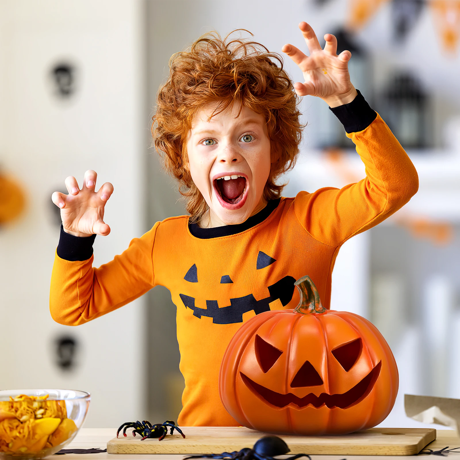 

Lovely Halloween Pumpkin Ornament Fine Workmanship Resin Mini Decoration for Home Desktop Wedding Moss Landscape Flowerpot Decor