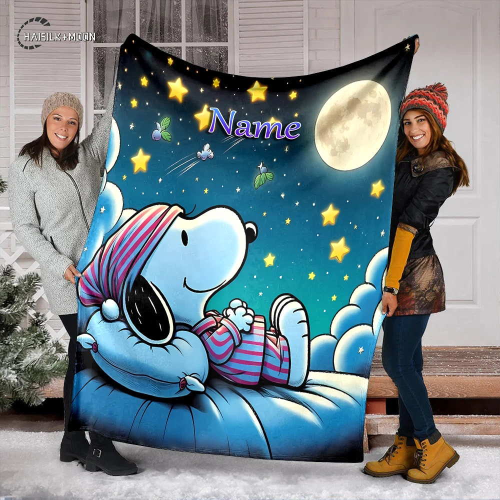 Customized Name Personalized Blanket Snoopy Printed Blanket Soft and Comfortable Home Travel Adult and Child Warm Blanket