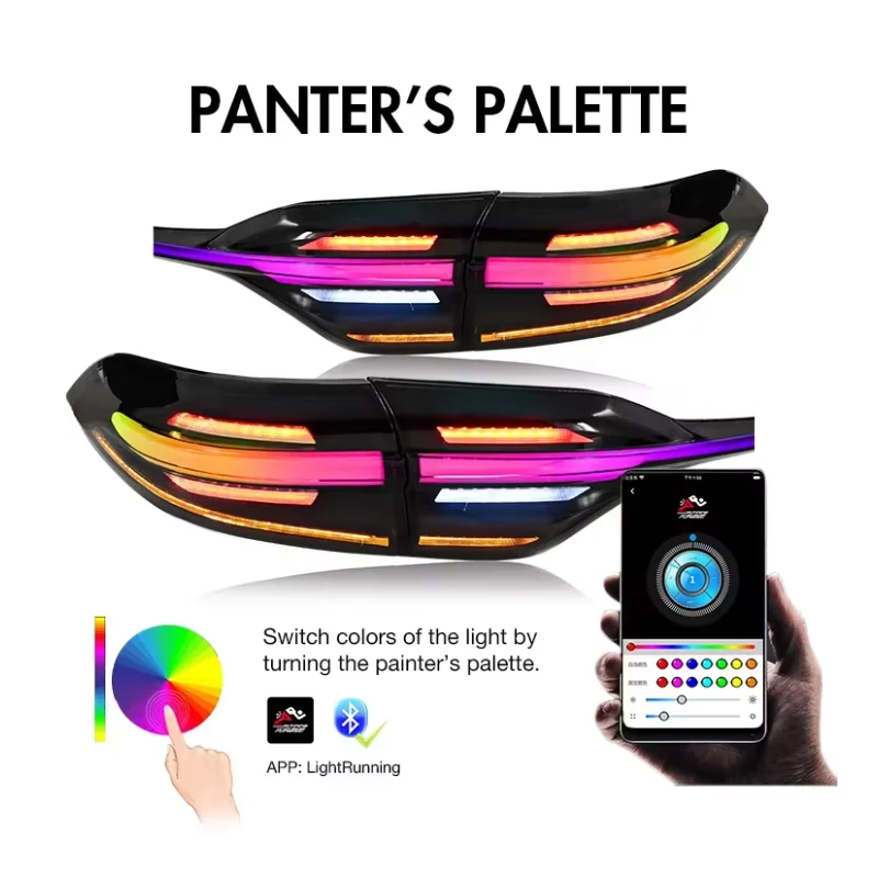 DK Motion RGB Full LED Tail Lights For Toyota US Corolla 12th Gen Levin 2020-2024 Rear Auto Lamps Assembly Smoke Lens 12V