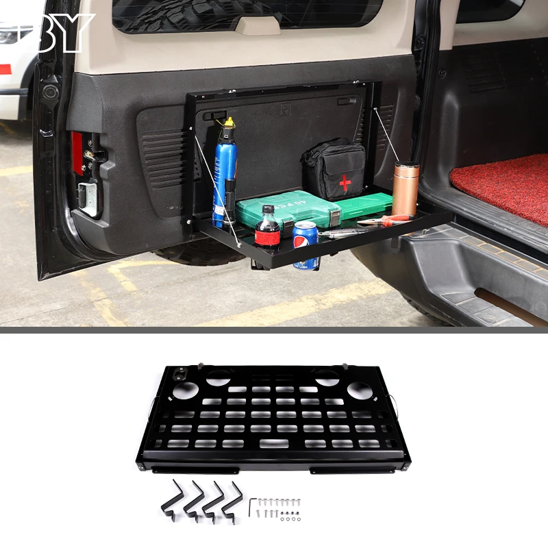 Fit For Hummer H3 2005-2009 Aluminum Alloy Black Rear Trunk Door Mounting Tray Foldable Back Shelf Stand Accessories