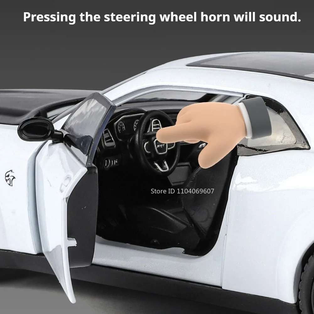 1:24 Hellcat Viper Model Toy Sports Cars Alloy Diecast Sound Light Doors Opened Pull Back Simulation Supercars for Kids Gifts