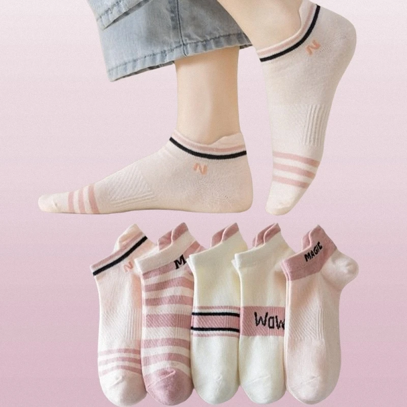 5/10 Pairs Summer Thin Waisted Non-slip Shallow Mouth No-drop Heel Boat Socks Cute Sports Short-tube Cotton Socks