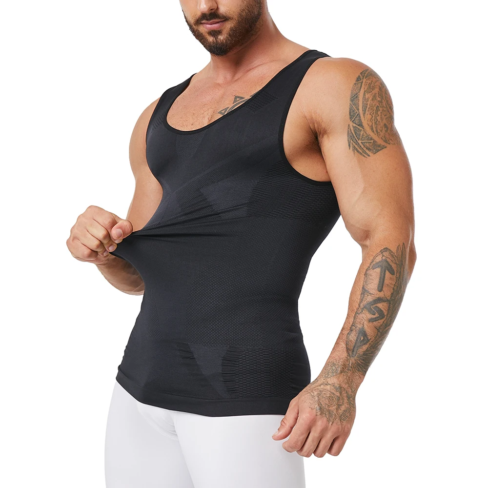 Seamless Shaper Tank Mens Body Shaper Compression Shirt For Tummy Control