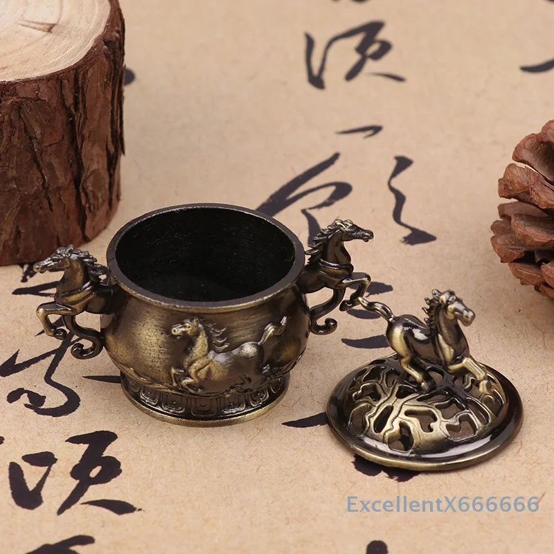 Horse Lucky Hollow Lotus Incense Censer Seashell Incense Holder Mini 2026 Year Of The Horse Stove Vintage Alloy Incense Burner