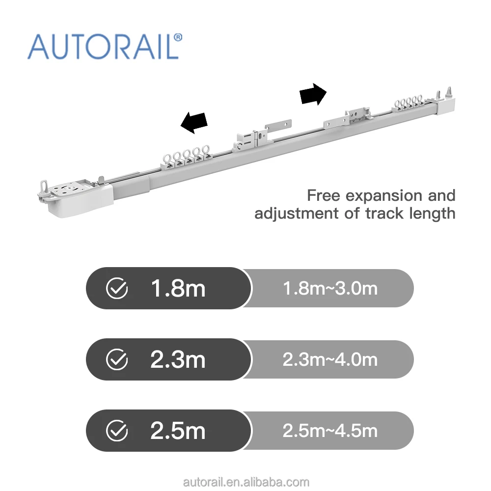 

Easy to Install Electric Smart Curtain Motorized Telescopic Extendable Curtain Track Adjustable Track Electric Curtain Rail