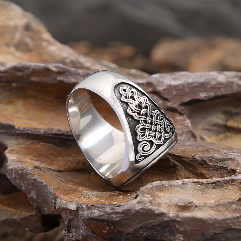 Punk Vintage Knight Riding Ring For Men Boys Gothic 316L Stainless Steel Viking Celtic knot Rings Fashion Jewelry Gift Wholesale