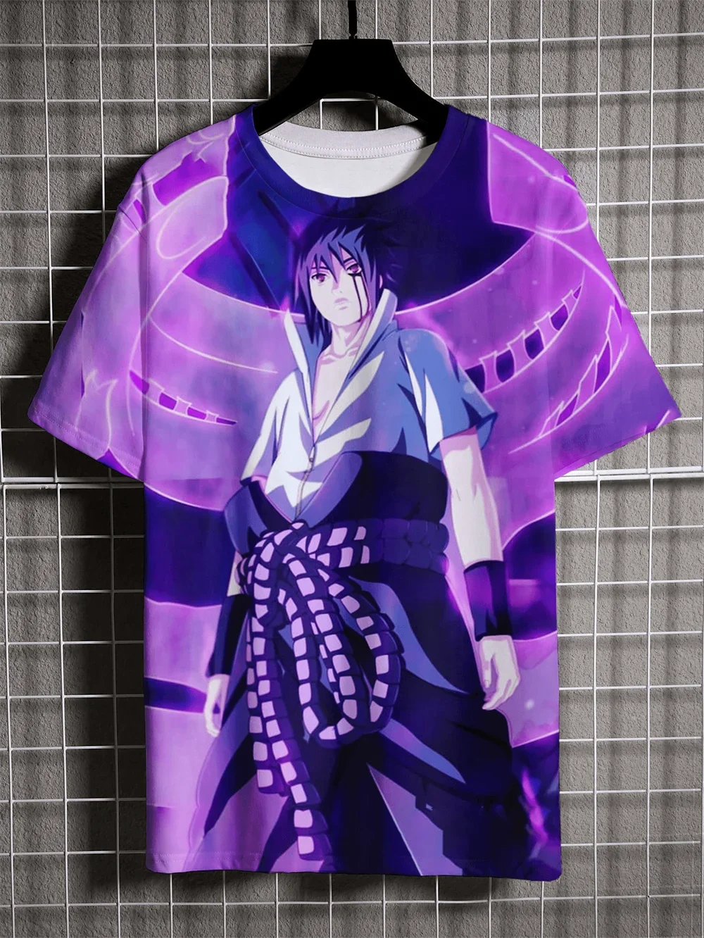 New Japanese Anime Naruto Men's Short Sleeve 3D Printed Uchiha Sasuke Pattern Fashion Hip-hop Casual Oversized Men's T-shirt