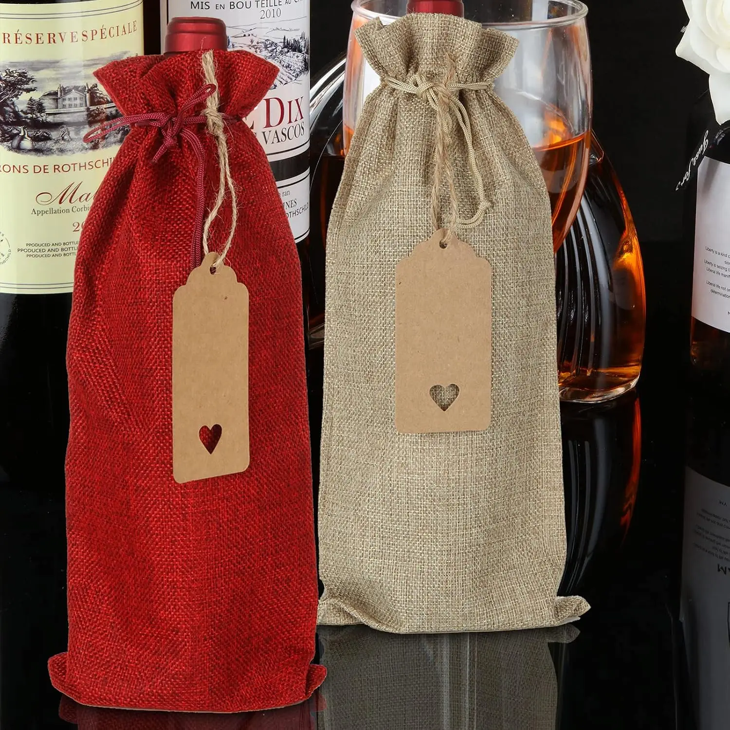 Bottle Covers Wine Gift Bags Unique Drawstring Value Decor Set Holiday Celebrations Bottle Gift Bags