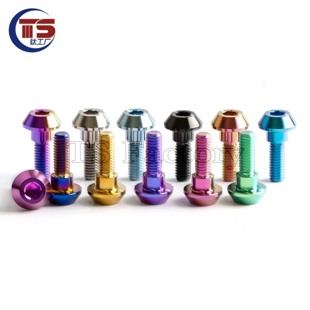 TS 10pcs Titanium Alloy Screws M6X20 Umbrella Head Hex Socket with Steps for Motorcycle Fairing Mudguard Decoration, High Hardne