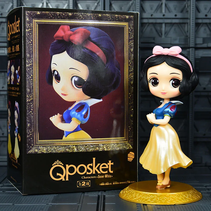 14cm Disney Q Posket Princess Snow White Jasmine Cinderella Sofia Ariel Mulan PVC Figure Model Toys Cake Model Dolls Gift