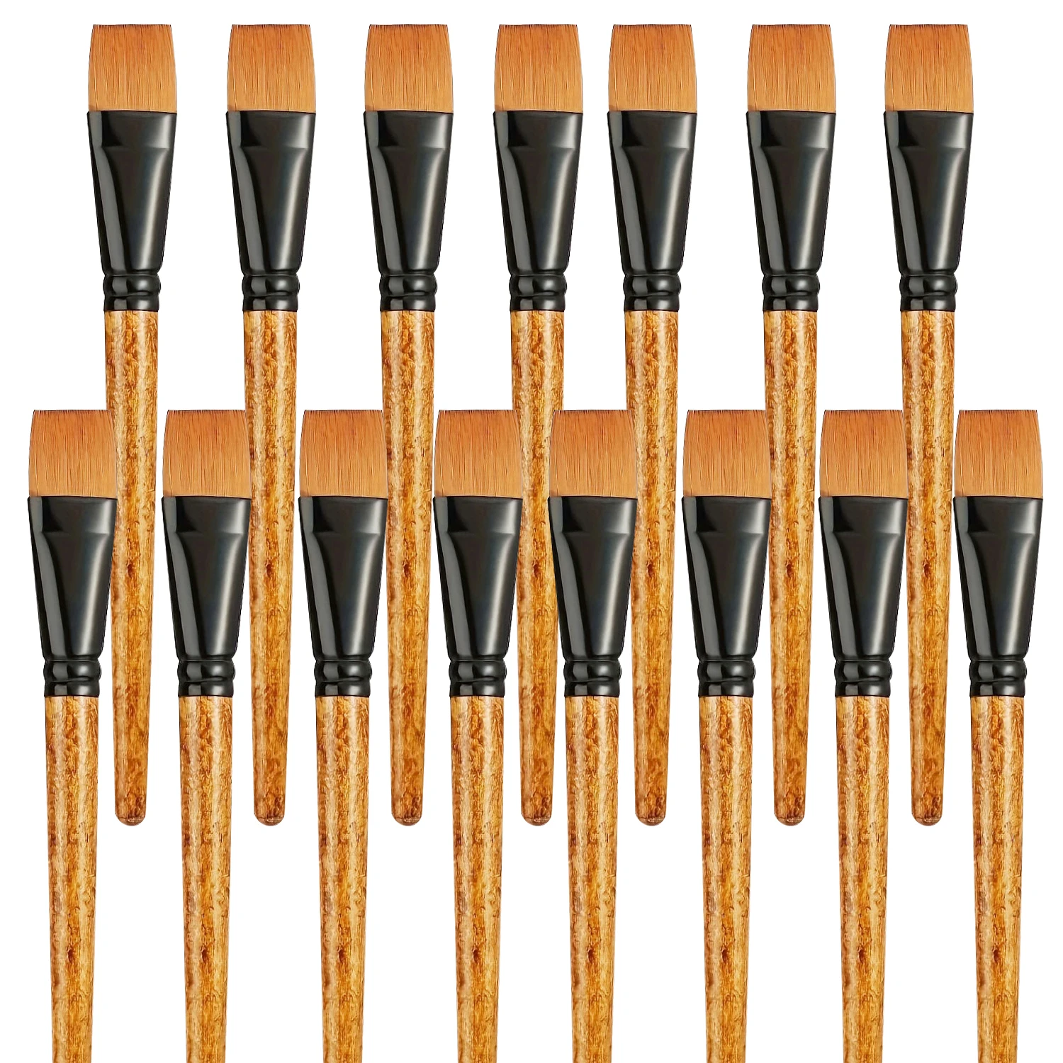 

15 шт. плоские кисти из синтетического нейлона, художественные кисти для рисования, масляные акриловые кисти, кисти для рисования с деревянными красками