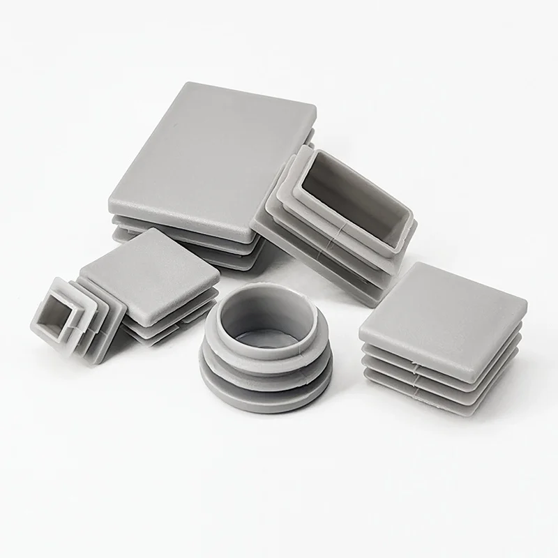 رمادي البلاستيك جولة / مربع إدراج المكونات الأثاث كرسي الجدول قدم غطاء تقطيع نهاية الغطاء