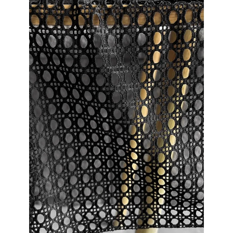 Black Circular Hollow Texture Fabric Creative DIY Background Fabric Decorative Pants Jacket Clothing Designer Fabric