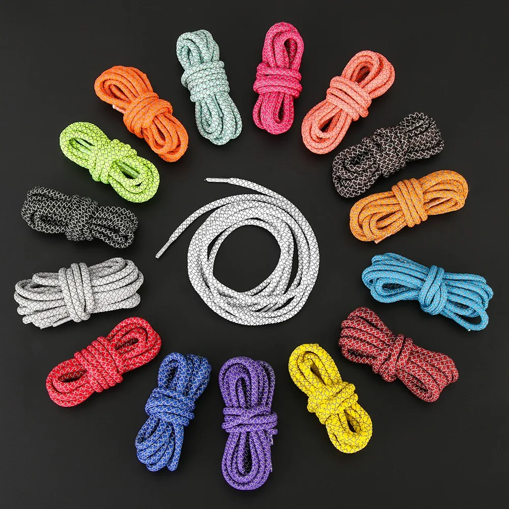 1Pair 100CM/140CM Reflective Sneaker Shoestrings Replace Colorful Shoe Laces Polyester Round Shoe Rope Shoes Accessories