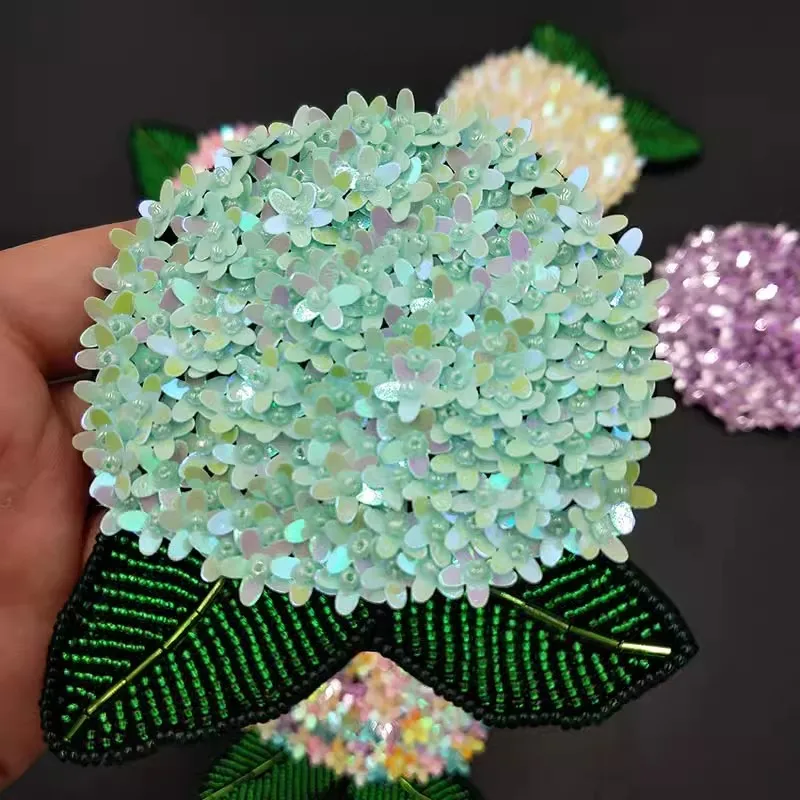 New plant flowers handmade beads hydrangea flower inlaid with diamond flower cloth paste DIYT shirt bag hat accessories