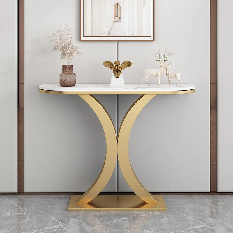 Light luxury entrance table, entrance to the door, marble, wrought iron, ultra-narrow wall, decorative hall cabinet