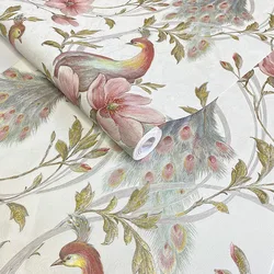 Southeast Asian Floral Birds Wallpaper Peacock Feather Wall Mural Bedroom Living Room Hotel Wall Paper Обои