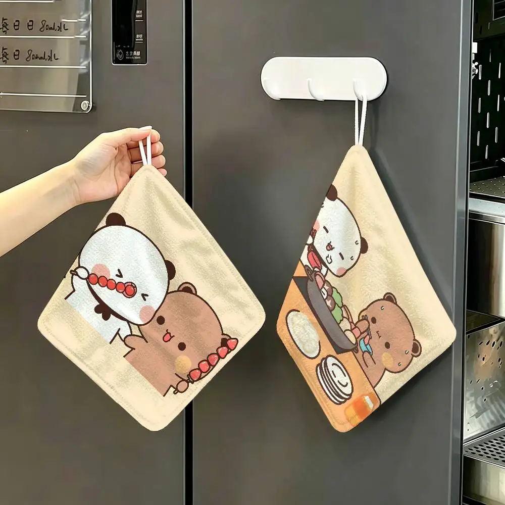Character Bubu and Dudu Polyester Cotton Hand Wiping Towel, Hanging Towel, Quick Dry for Kitchen Bathroom Daily Supplies