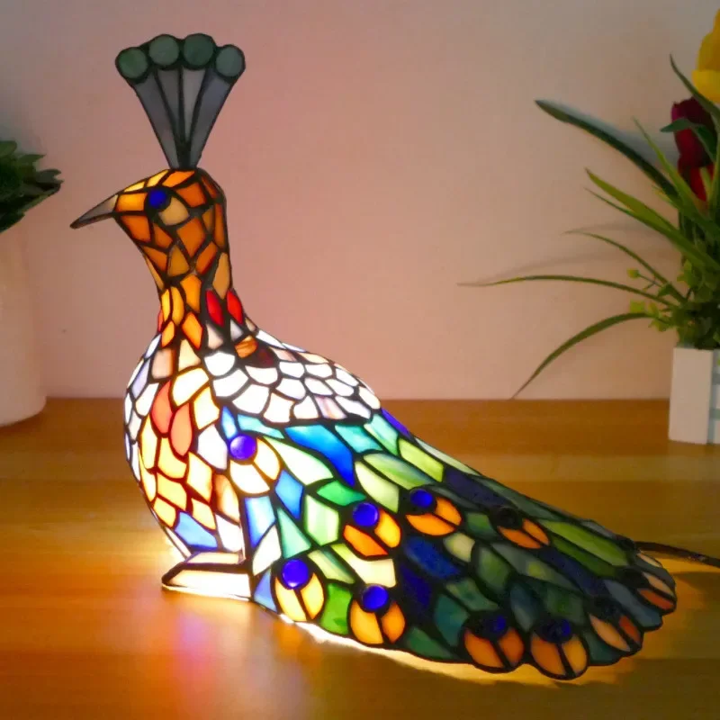 KARLOS  Tiffany Animal Table Lamp Art Living Room Bedroom Children's room Homestay Stained Glass Decoration Desk Lamp