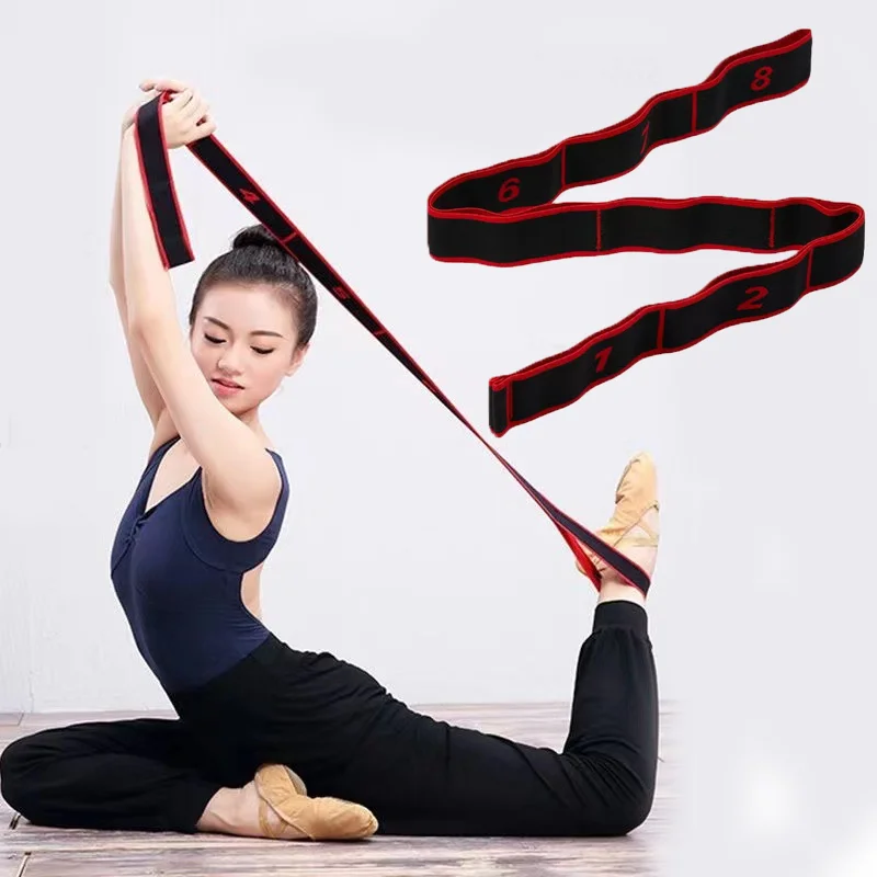 8 Section Style Dance Yoga Stretching Belt Yoga Pilates Fitness Tension Belt Digital Stretching Elasticity Resistance Training