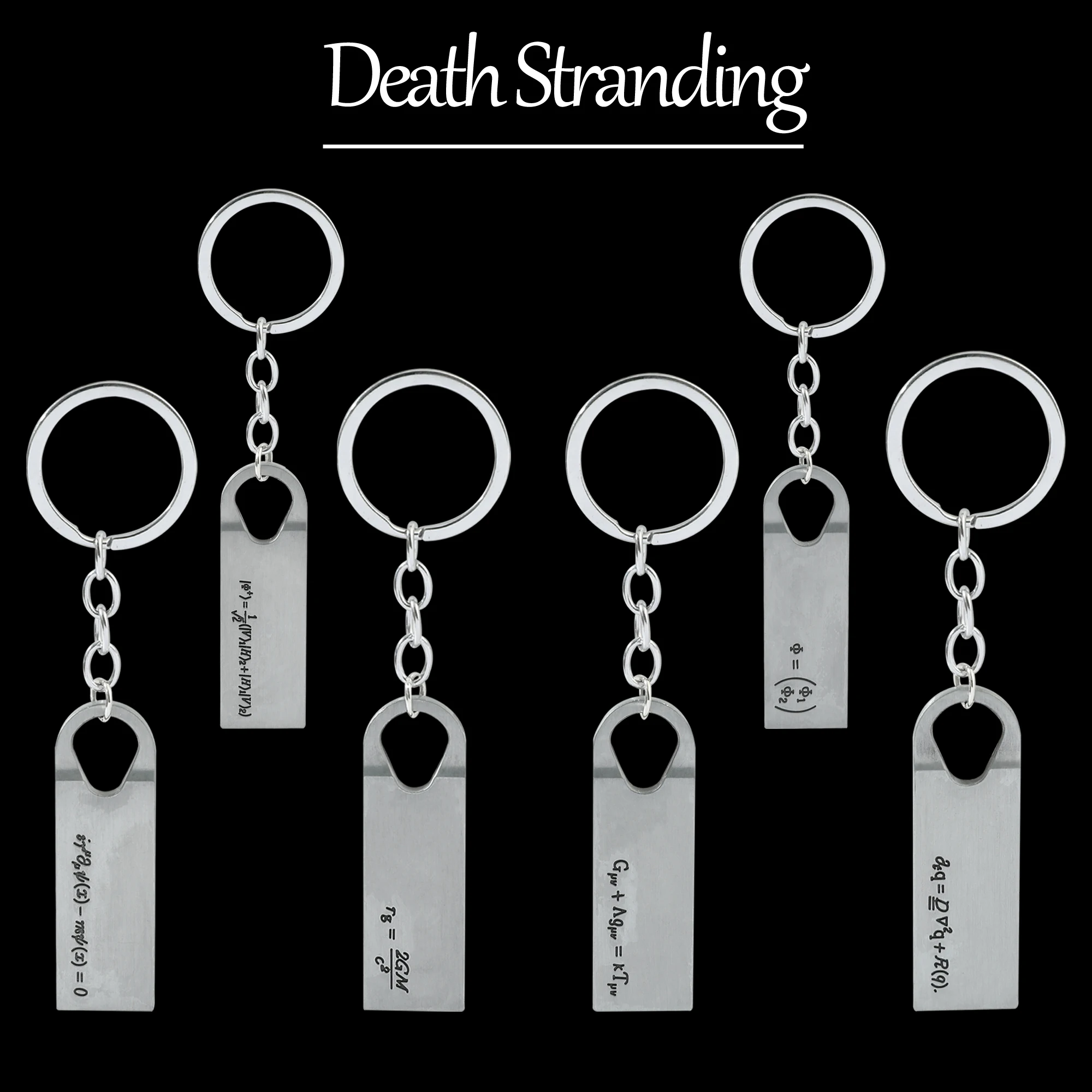 6Pcs Movie Game Death Stranding Metal Nameplate Keychain for Backpack Car Key Personality Keyrings Accessories Gifts for Man