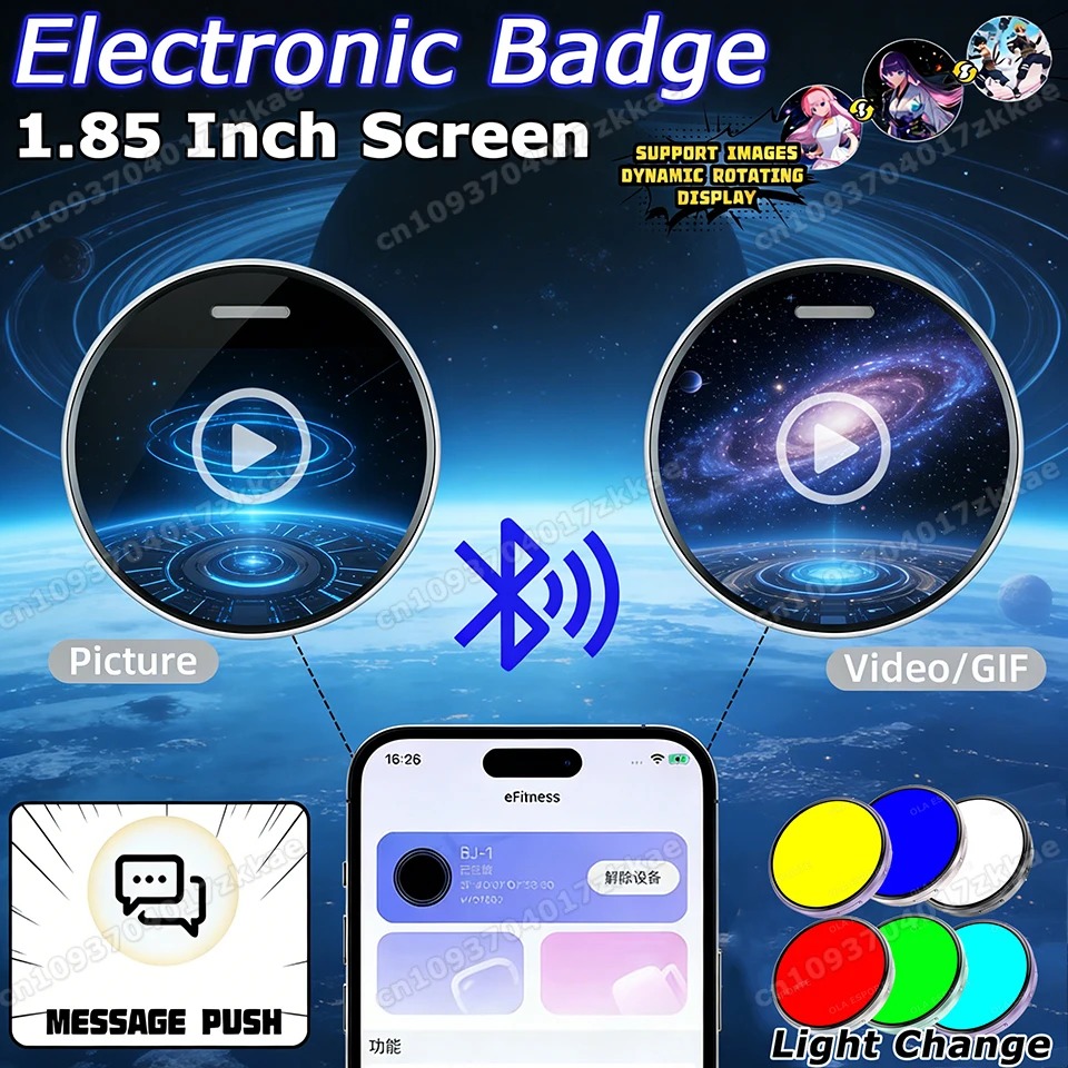 

Dynamic Electronic Display Small Pendant Fashionable Badge Digital Show Sceen Smart Cyber Badge E-Badge Electronic Display Badge