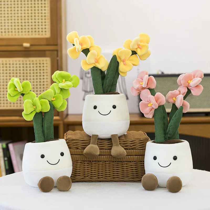Kawaii Plush Toy Cute Stuffed Doll Flower Plant Indoor Decorative Potted Greenery Soft Toy for Kids Birthday Gift Relaxing Eye