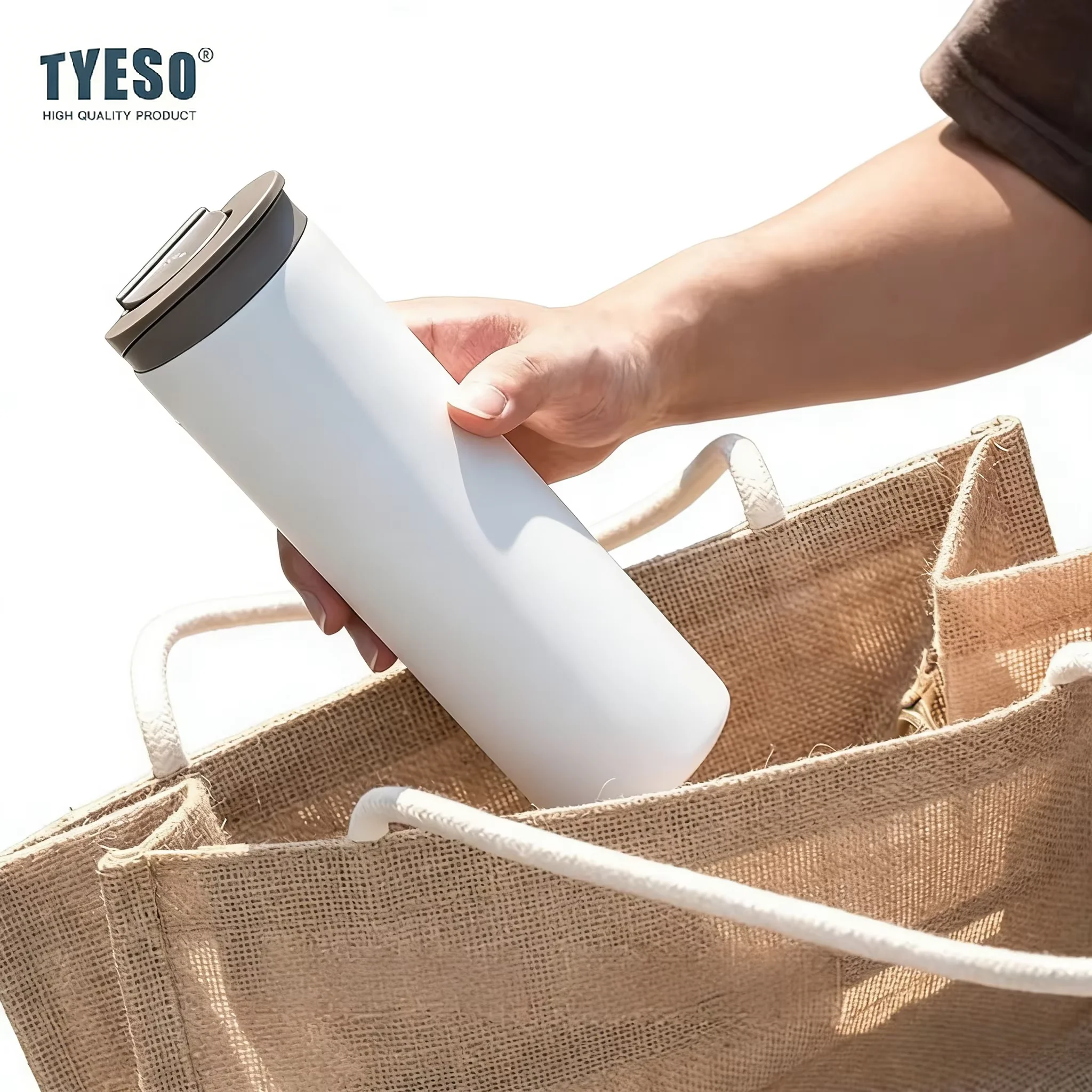 Tyeso 500ml Thermoses Insulated Stainless Steel Travel Mug Leak-Proof Direct Water Bottle Portable Car Coffee Cup Vacuum Cup