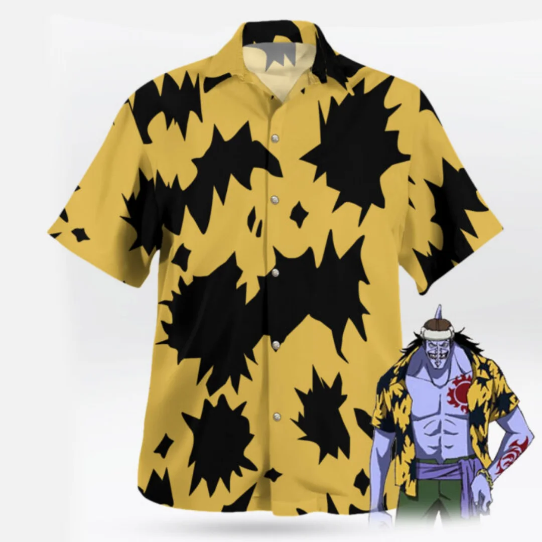Camiseta Hawaiana One Piece Arlong con Estampado de Pescador Pirata Amarillo, Camiseta de Verano para Hombre, Ropa Infantil, Camiseta Y2K para Mujer