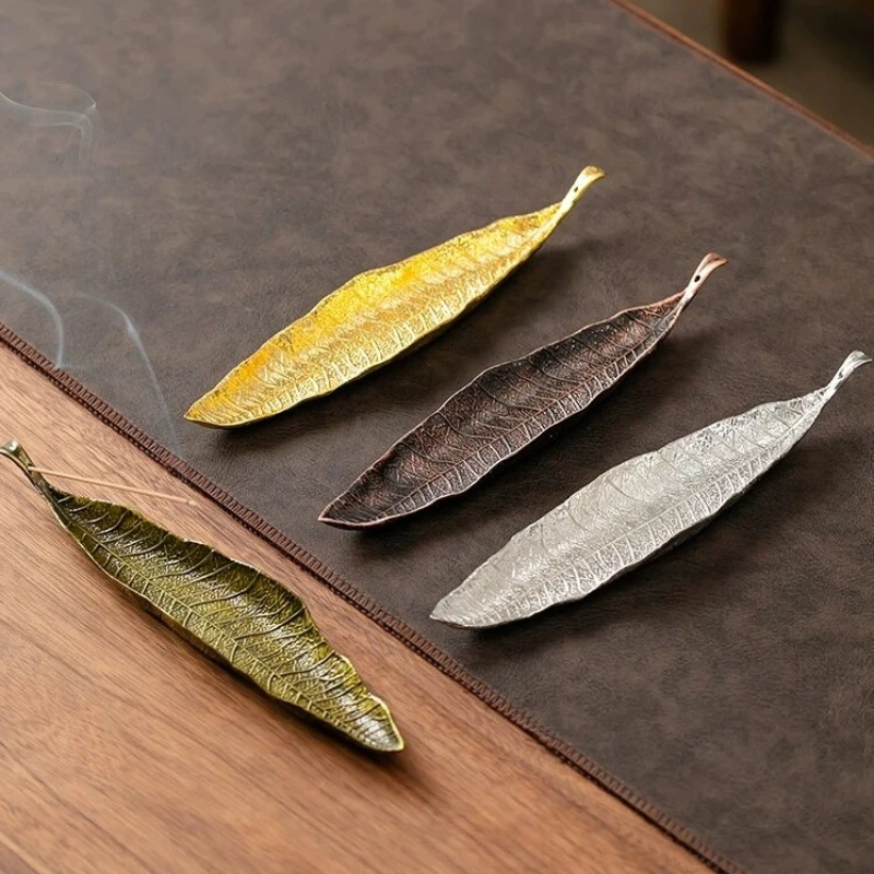 Langer Blattförmiger Räucherstäbchenhalter für Palo Santo Räucherstäbchen Metall-Aschefänger Räuchergefäß für Meditation Yoga Wohndekor Accessoires – Detail 1