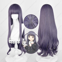 Anime Tomoyo Daidouji Cosplay Wig 85cm Long Grey Purple Curly Wigs Heat Resistant Synthetic Hair