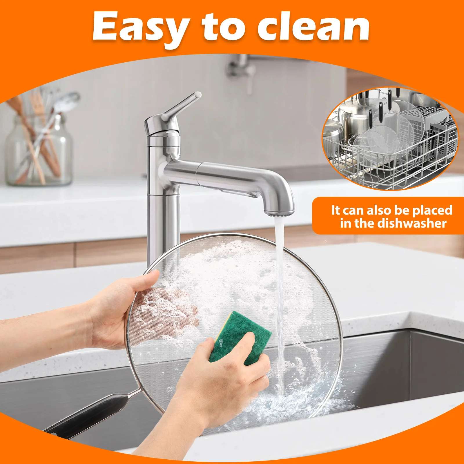 3/4Pcs Splatter Guard Set Stainless Steel Mesh Splatter Board Fine Mesh Cover Oil Frying Pan Lid for Cooking Kitchen Accessories view 5