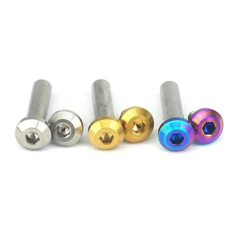 A Set(2pcs Scews+1 Rod Nut) M6x1mm Ti/Golden/Rainbow/Blue/Black GR5 Titanium Bolts & Rod Nut Mountain Bike Bicycle Rear Damping