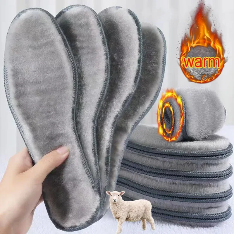 Winter Shoes Breathable Snow Boots Imitation Rabbit Shoe Pads Thermal Felt Insoles Thicken Warm Heated Insoles for Men Women