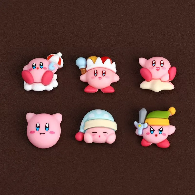 8Pcs/Set Cartoon Cute Anime Figure Mini Star Kirby Ear Studs Hairpin Nail Decoration Water Cup Case Resin DIY Accessories image 4