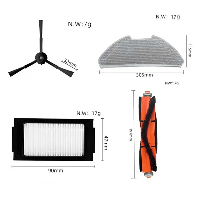 A97G для Xiaomi Mijia Robot Vacuum-Mop Pro MJSTS1 / MJSTS 2 Pro Робот-пылесос Основная боковая щетка Швабра Тканевый фильтр Аксессуары