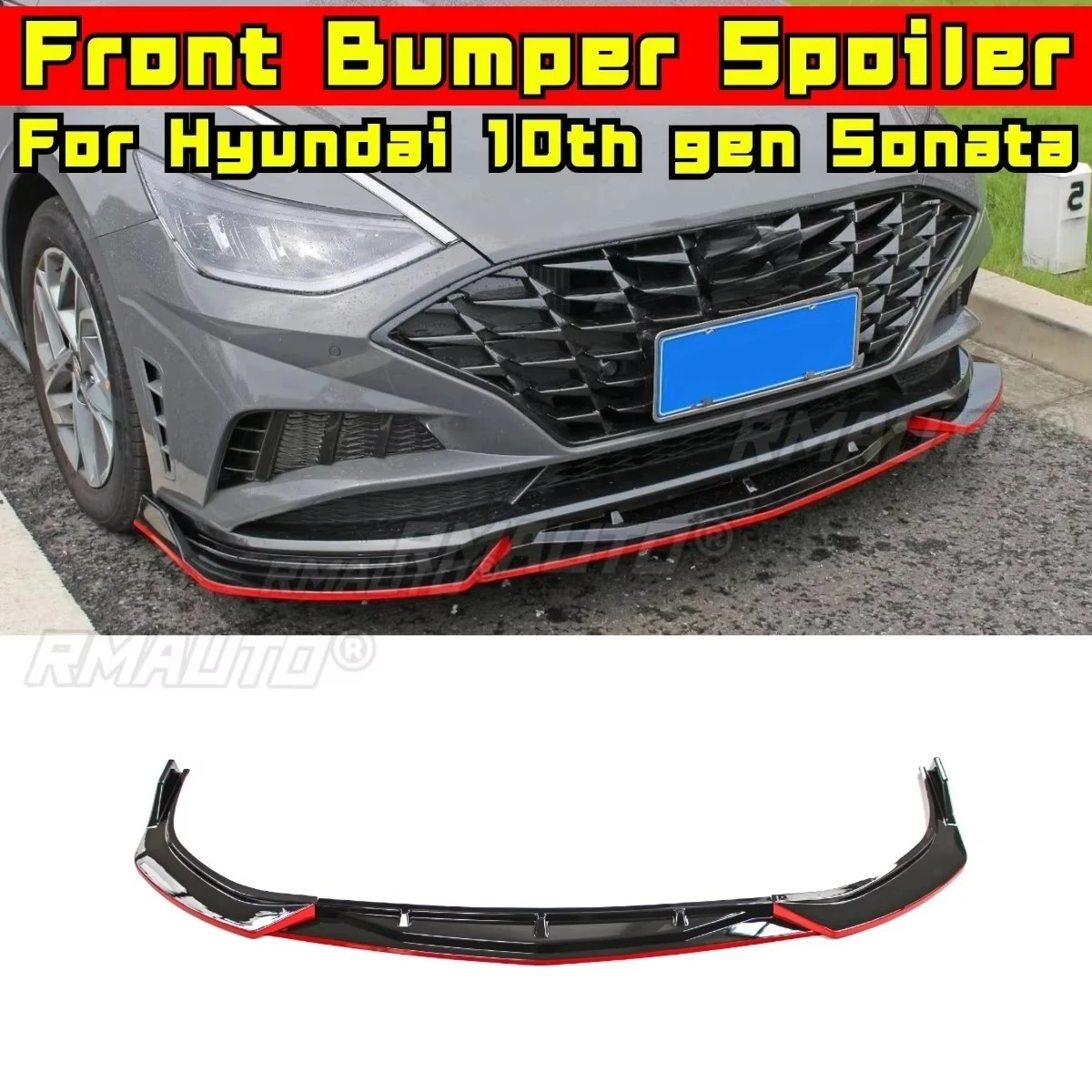 

Car Front Bumper Lip Diffuser Spoiler Glossy Black Modification Part for Hyundai 10th Gen Sonata Bumper Protector Car Accessorie