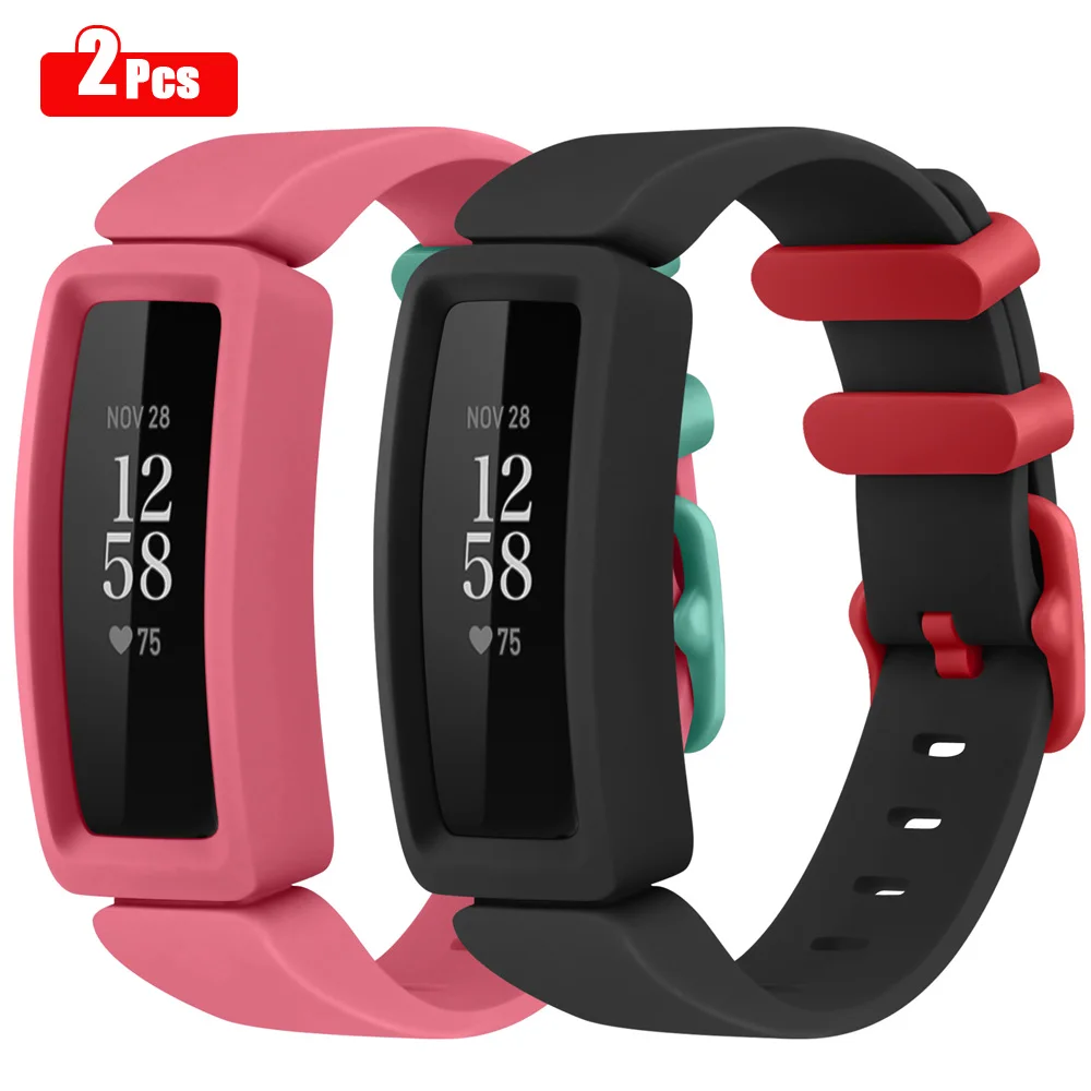 2 ชิ้น/ล็อต Soft TPU Band สําหรับ Fitbit inspire/inspire HR สร้อยข้อมือสําหรับ Fitbit ACE 2 Watchband สายรัดข้อมือแบบปรับได้