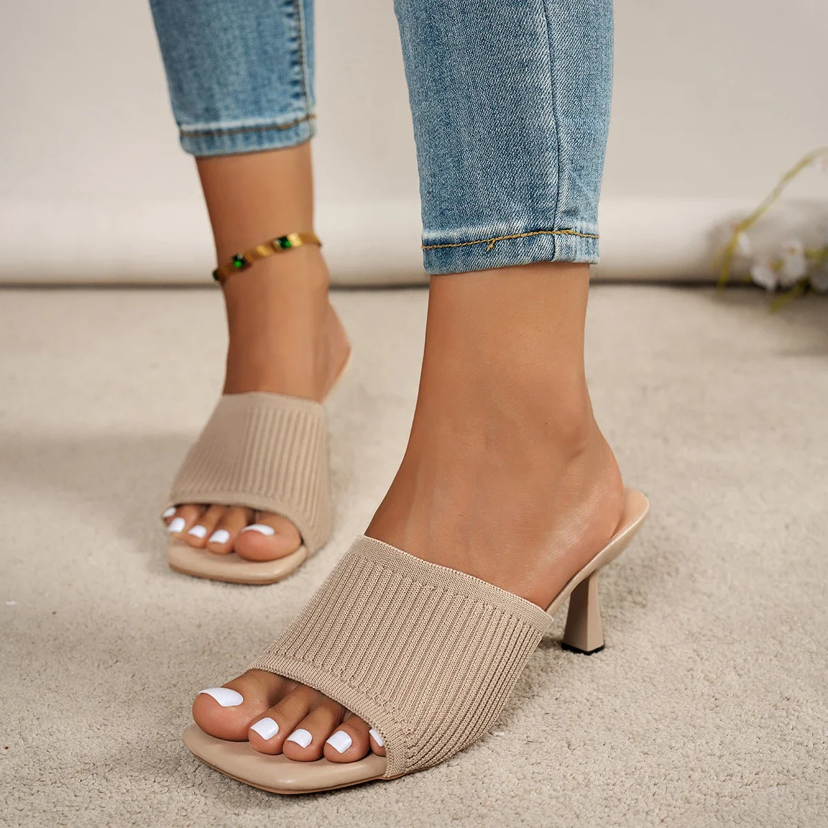 Summer Women Sandals New Luxury Outdoor Slippers Casual Women Shoes Open Toe Soft High Heels Mules Sandals Sandalias De Mujer