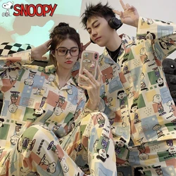 Cartoon Snoopy Pajama Sets for Women Man Home Nightwear Anime Couple's Shirt Sleepwear Spring Autumn Costumes Underwear Gifts