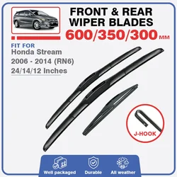 For Honda Stream 2006 - 2014 RN6 Front Rear Wiper Blades Windshield Windscreen Car Accessories Refill Repair Rubber 2007 2008